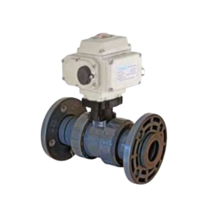 U-PVC Elektrik Aktüatörlü Yapıştırma Muflu Küresel Düşük Dayanımlı Asit Vanası Flanş Bağlantılı 110-260 V AC