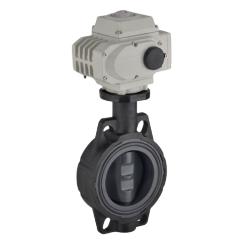 U-PVC Elektrik Aktüatörlü Kelebek Vana 100-260 V AC (Çıplak) Asit İçin