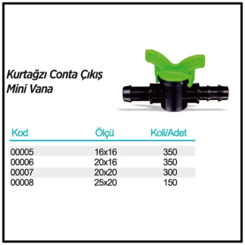 Kurtağzı Conta Çıkış Mini Vana