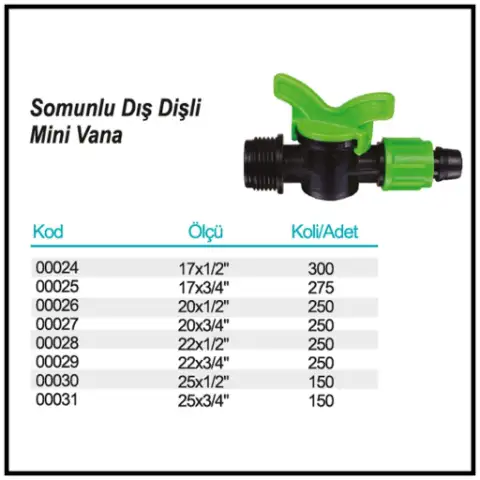 Somunlu Dış Dişli Mini Vana