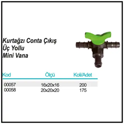 Kurtağzı Conta Çıkış Üç Yollu Mini Vana