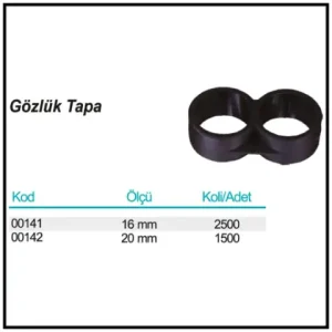 Gözlük Tapa ölçü ve ambalaj tablosu