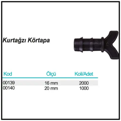 Kurtağzı Körtapa ölçü ve ambalaj tablosu