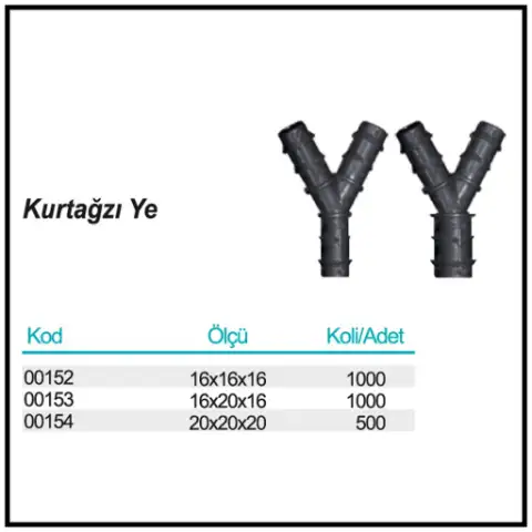 Kurtağzı Ye ölçü ve ambalaj tablosu