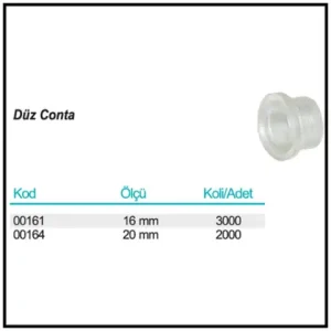 Düz Conta ölçü ve ambalaj tablosu
