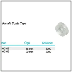 Kanallı Conta Tapa ölçü ve ambalaj tablosu