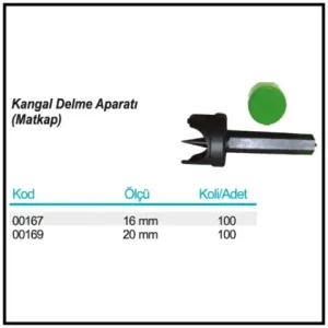 Kangal Delme Aparatı (Matkap) ölçü ve ambalaj tablosu