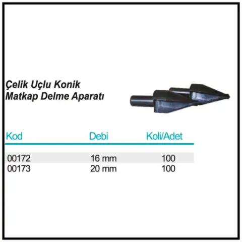 Çelik Uçlu Konik Matkap Delme Aparatı
